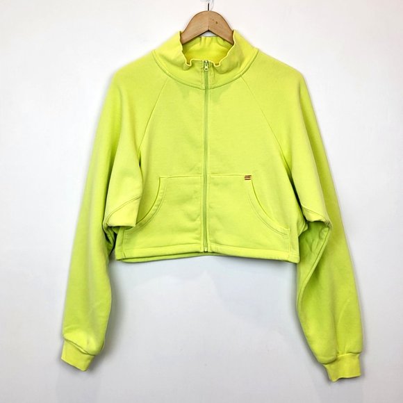 BDG Urban Outfitters Yellow Cropped Long Sleeve Zip Up Hoodie, Size Medium, EUC - Picture 1 of 8